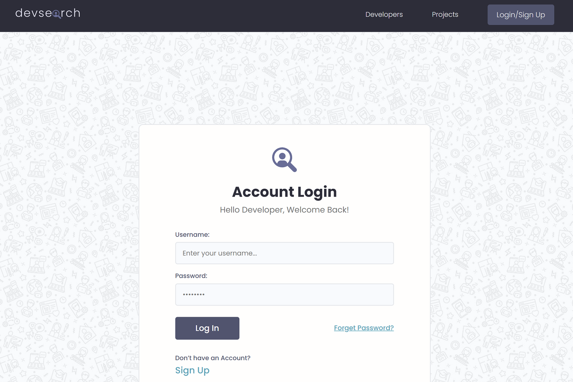 login page