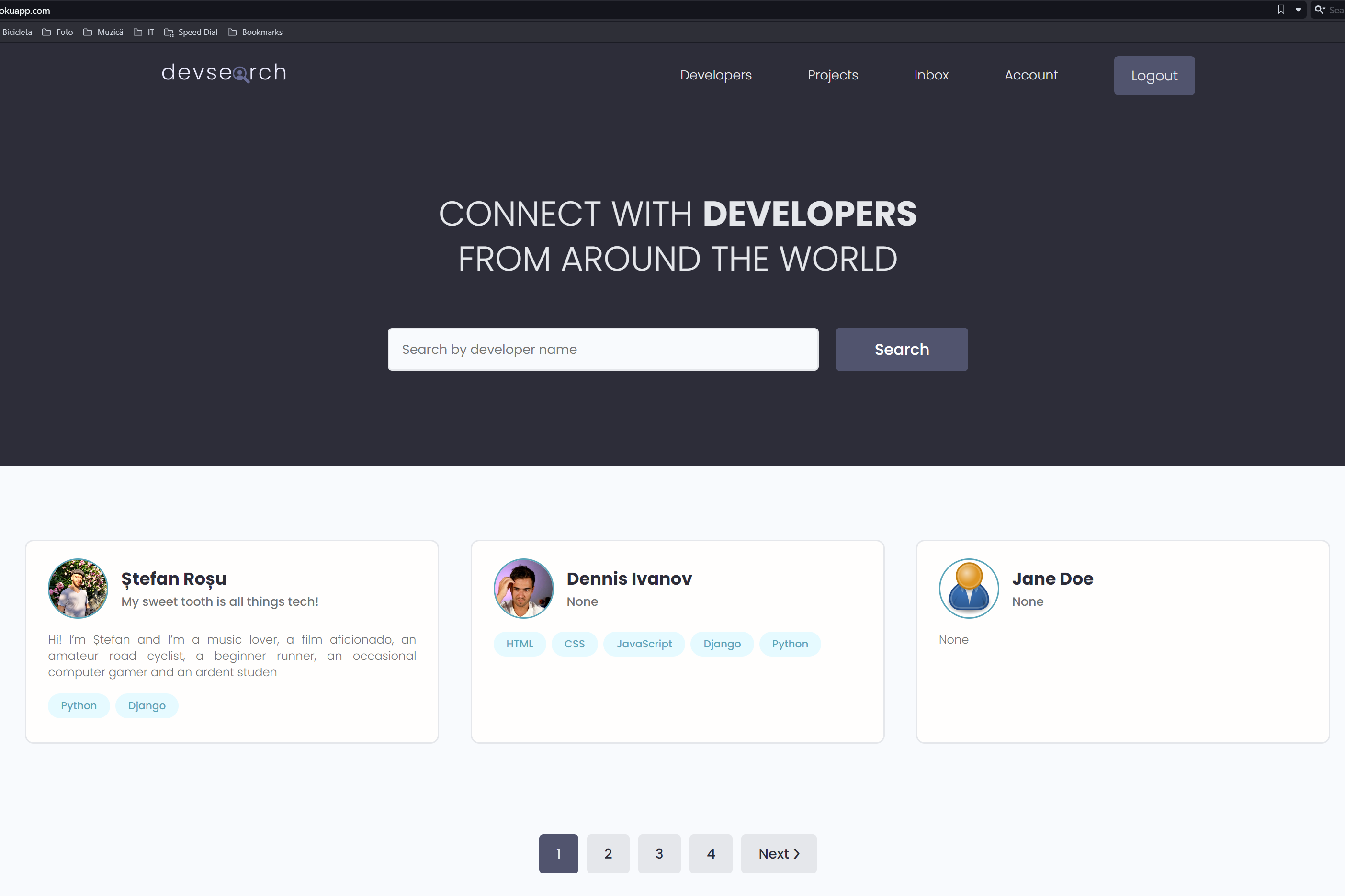 developers page